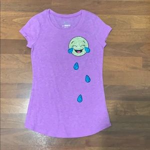 A purple short sleeved tee shirt size 8 for girls.